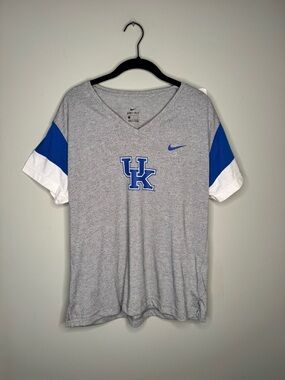 Nike UK Kentucky Wildcats Basketball Women’s Blue Gray V Neck T Shirt - Size L